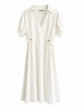 Banana Republic White Cotton Midi Dress S/P